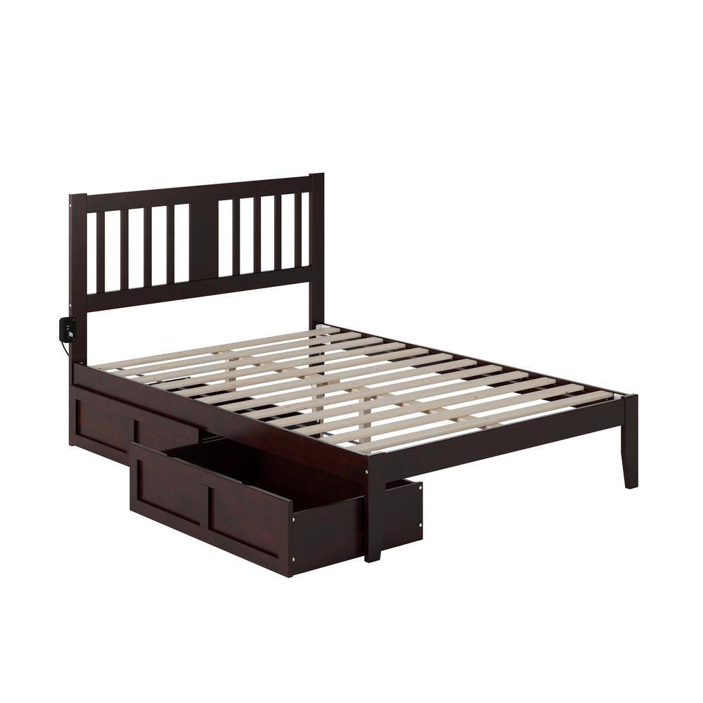 AFI Tahoe Espresso Full Solid Wood Storage Platform Bed with 2-Drawers ...