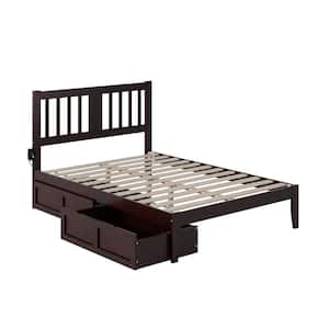 Tahoe Espresso Full Solid Wood Storage Platform Bed with 2-Drawers