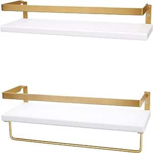 16.75 in. W x 5.5 in. D White Modern Decorative Wall Shelf Set of 2