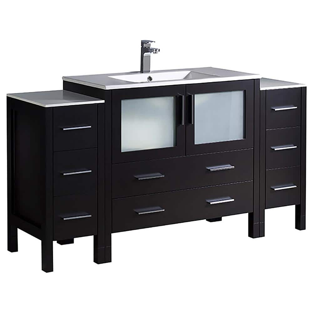 Espresso Engineered Wood 60" Freestanding Modern Vanity Base