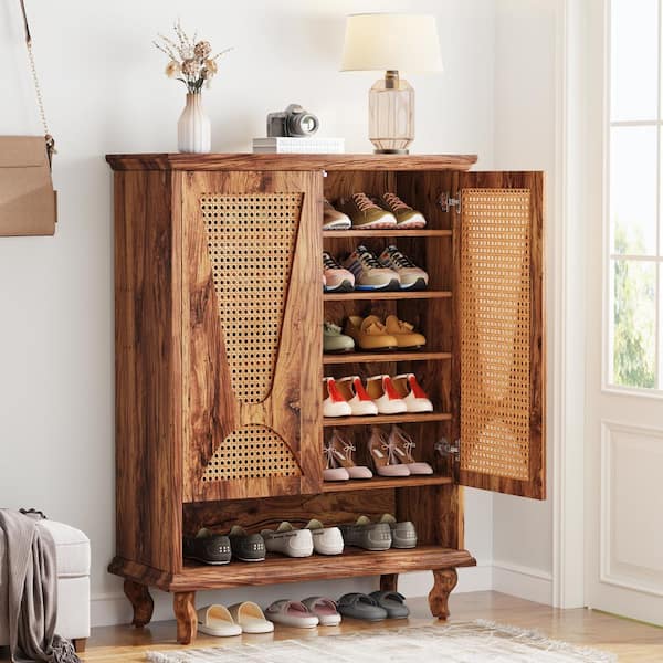 Bamboo Shoe Rack Bay Isle Home™ Bamboo 7-Tier Shoe Cabinet, 28