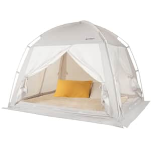 2.42 ft. x 1.74 ft. Gray Polycotton Bed Tent, Warm Bed Tent for Indoor Use, Floorless Type Tent, Cotton Feeling Tent