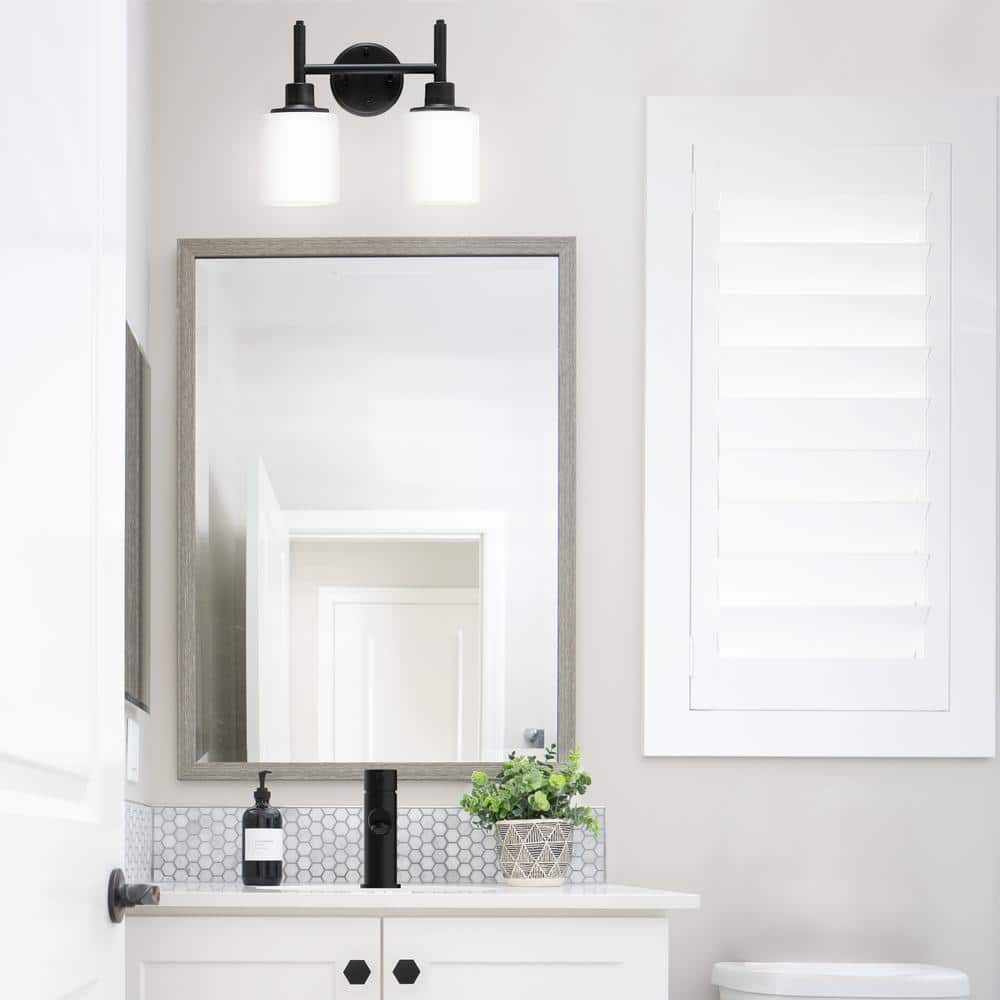 Aubrey Matte Black 2-Light Indoor Wall Light with Frosted Glass Shades