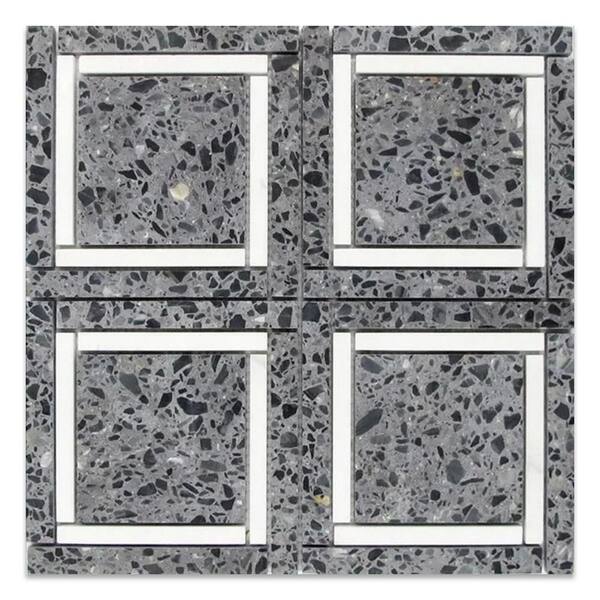 Apollo Tile Glacier White and Gray 12-in x 12-in Multi-finish Glass Honeycomb Patterned Floor and Wall Tile (4.83-sq. ft/ Carton)