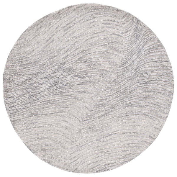 SAFAVIEH Trace Gray/Ivory 6 ft. x 6 ft. Abstract Round Area Rug