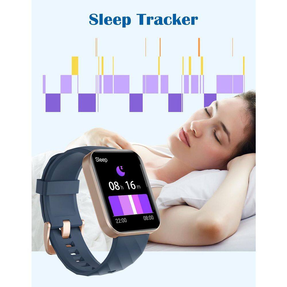 1.85 in. HD Screen Smart Watch for Men Women in Blue, Compatible with iPhone/Android, Bluetooth (Answer/Make Calls) - Thumbnail 3