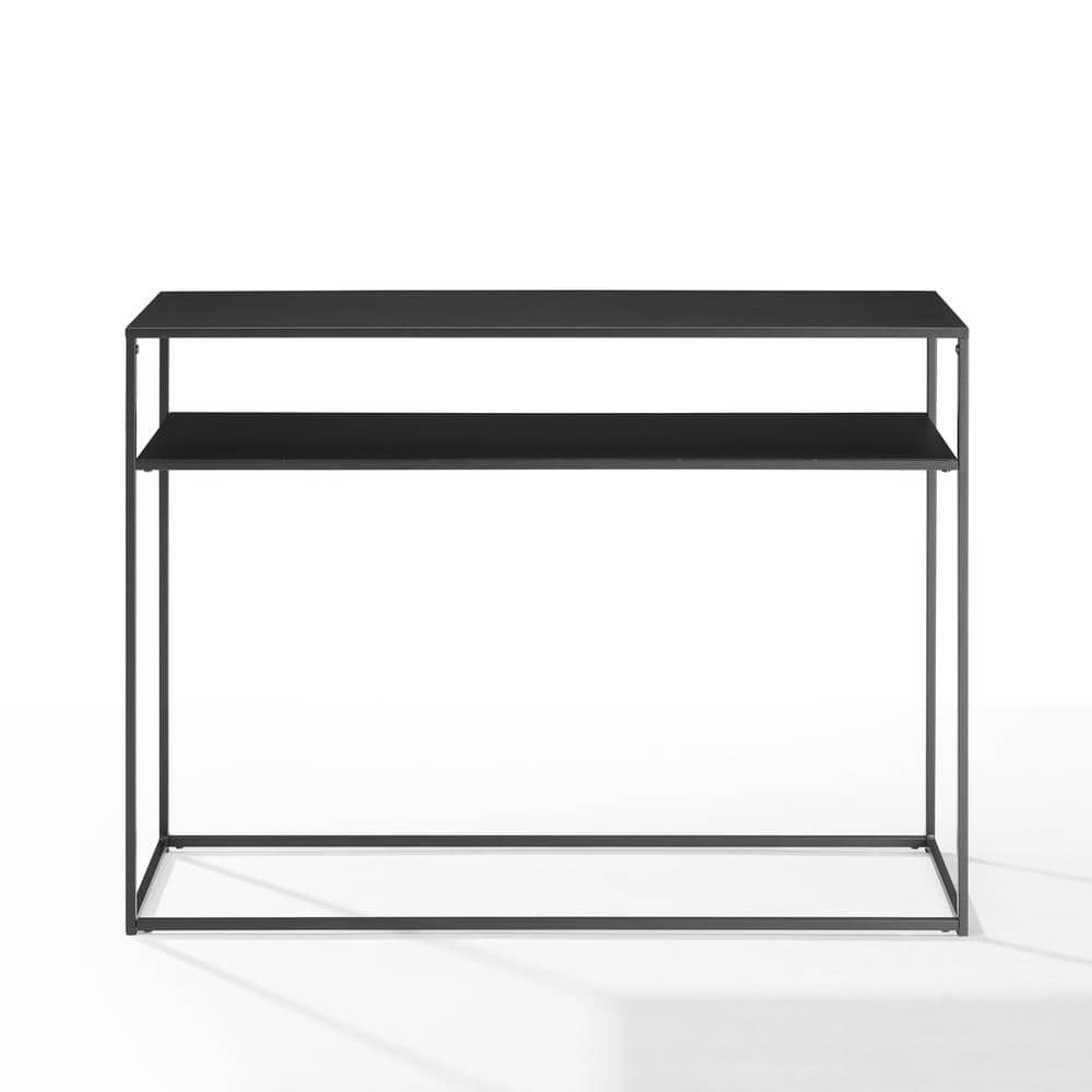 Streamlined Braxton Matte Black Steel Console Table with Storage