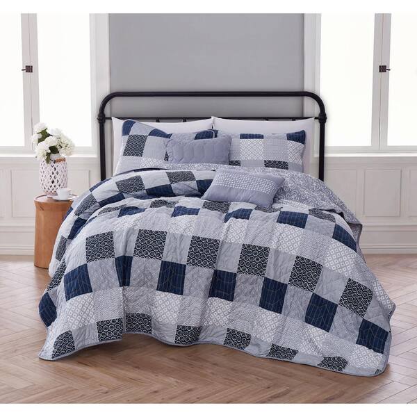 Avondale Manor Evangeline 4-Piece Blue Twin Quilt Set EVA4QTTWINGHDB ...