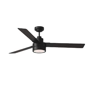 Jovie 58 in. Modern Indoor/Outdoor Black Ceiling Fan with Black/American Walnut Reversible Blades, LED Light Kit
