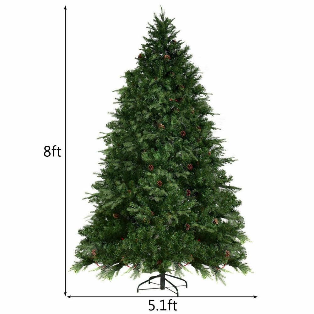 8ft Pre-lit Artificial Pine Christmas Tree with Warm White LED Lights