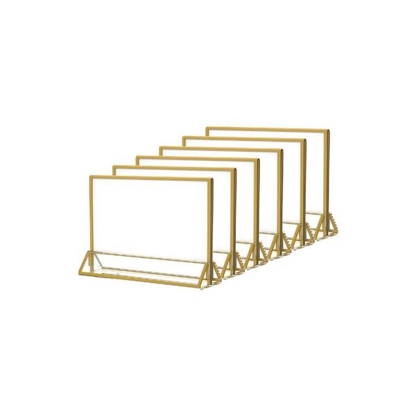 Gold Acrylic 6 in. x 5 in. Horizontal Clear Sign Holder with Gold Borders 6 Pack