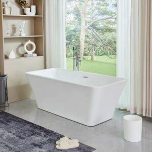 Nantes 67 in. Acrylic Flatbottom Freestanding Bathtub in White