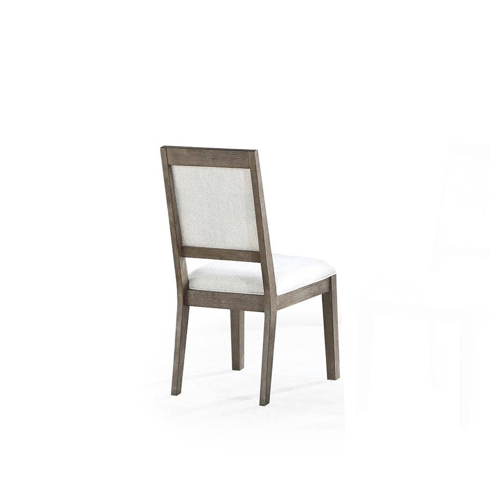 Washed Grey Solid Wood and Linen Upholstered High Side Chair Set