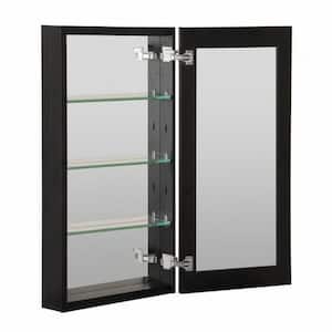 15 in. W x 36 in. H Black Glass Recessed/Surface Mount Rectangular Medicine Cabinet with Mirror