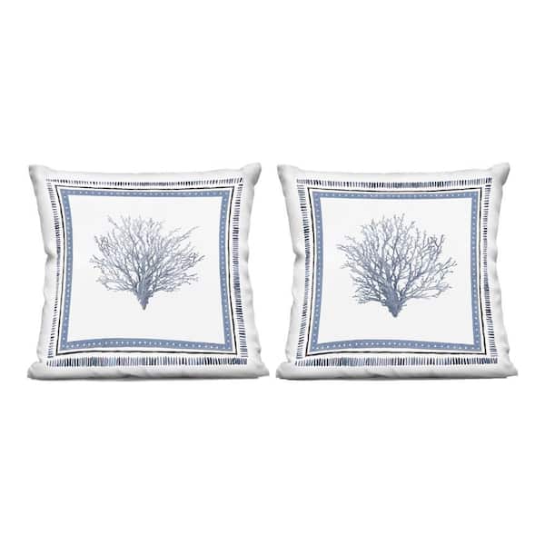 Stupell Industries Maritime Coral Tendrils Blue Print Polyester 18 in. x 18 in. Throw Pillow Set of 2