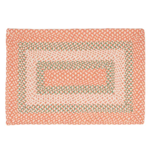 Waterbury Rectangle 4 ft. x 6 ft. Coral and Green Cotton Braided Area Rug