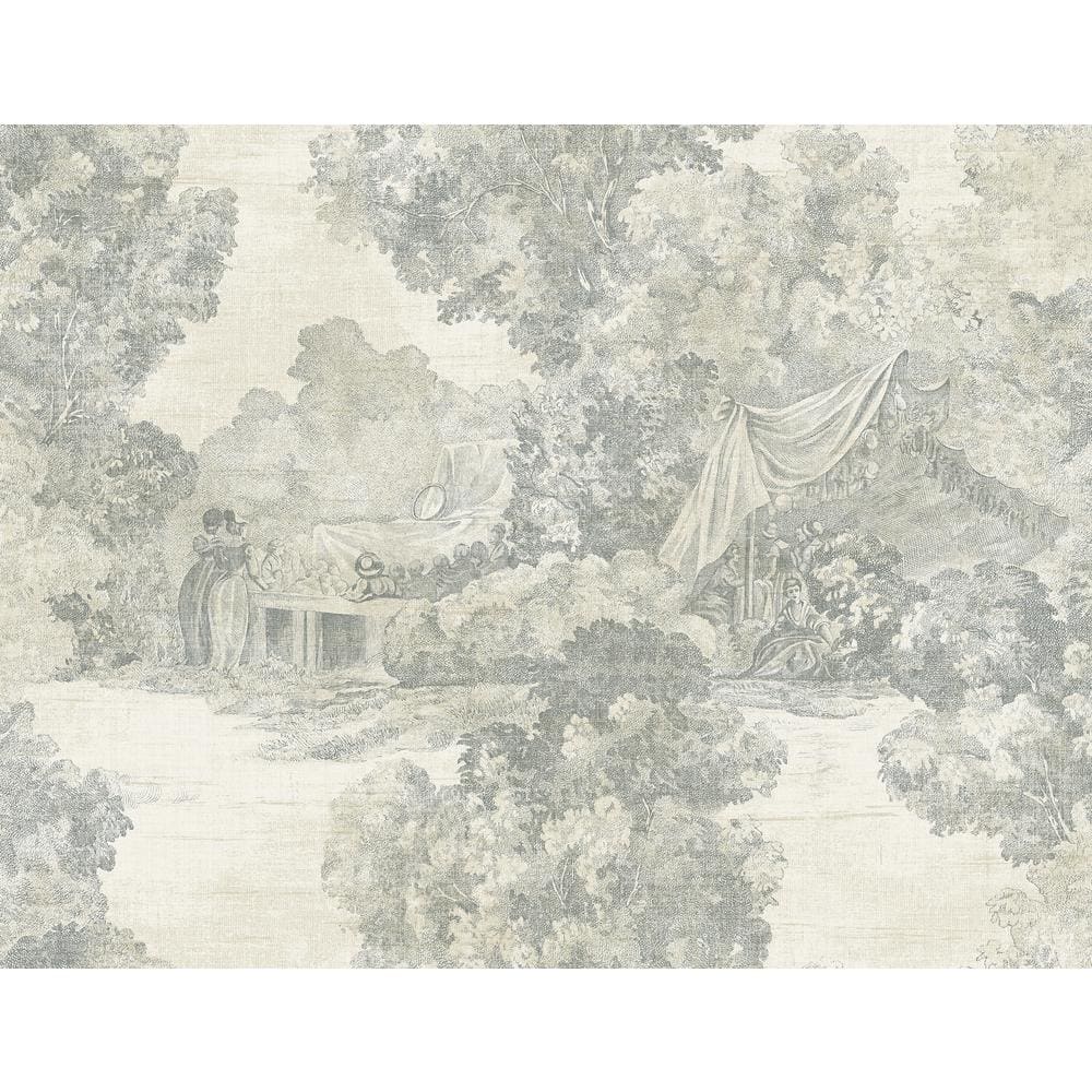 Seabrook Designs Lenox Hill Toile Paper Strippable Roll (Covers 60.75 sq. ft.), Metallic Gold and Gray -  LD81308