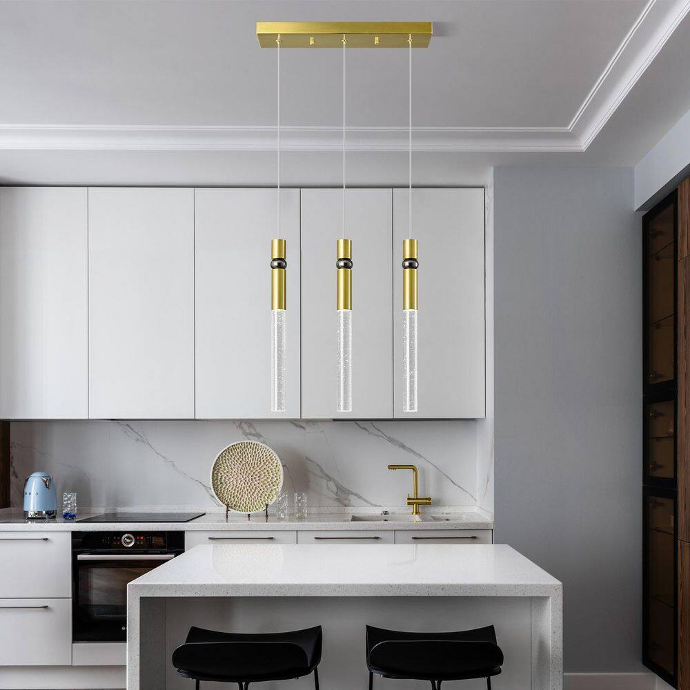 Home Lighting 18W 3-Light Gold Dimmable LED Modern Pendant Light with Bubble Crystal for Kitchen price history on PriceWatchPro