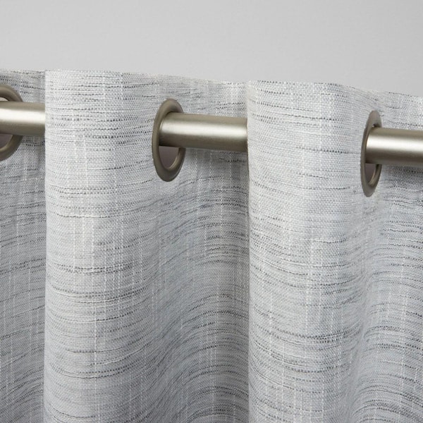Burke Dark Grey Solid Blackout Grommet Top Curtain, 52 in. W x 96 in. L (Set of 2)