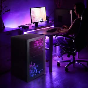 Prismatic Series 19 in. Single Zone 126 Cans Beverage Cooler with RGB HexaColor LED Lights, Mini Gaming Fridge in Black