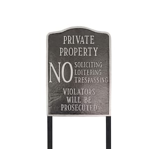 Private Property No Sign Arch Large Statement Plaque with 23 in. Lawn Stakes - Swedish Iron