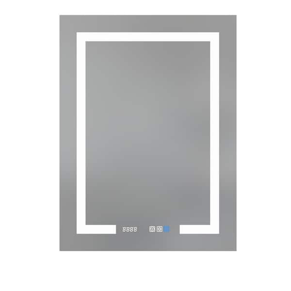24 in. W x 32 in. H Rectangular Sensor Light Medicine Cabinet with Mirror Tempered Glass, Adjustable Shelves and Clock