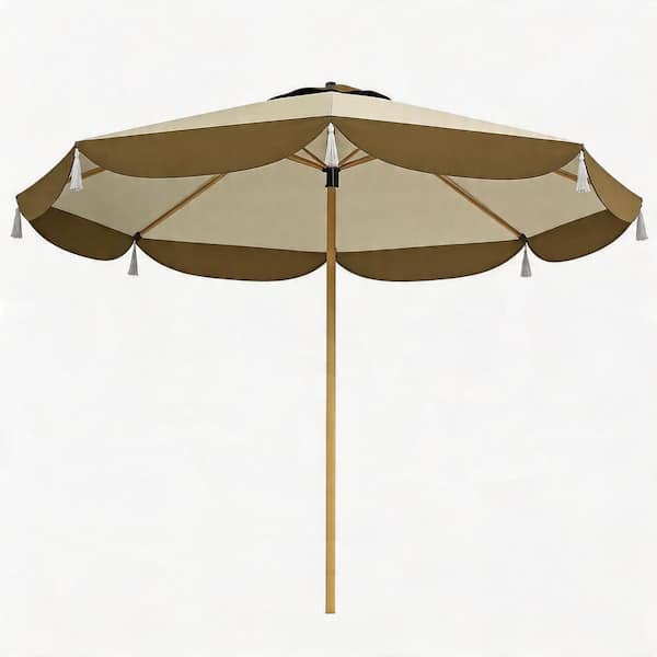 cost plus patio umbrella VAMOP 8.7 ft. Steel Vented Market Patio Umbrella in Cream White with UPF 50  Plus Protection and Color-Blocking Design ZZH102770