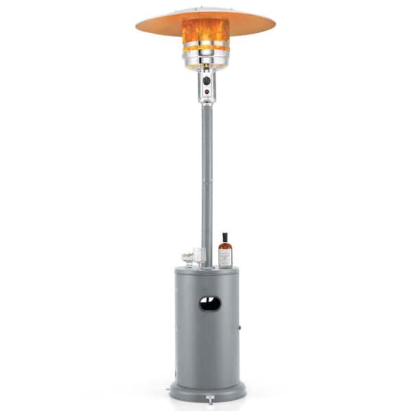 50,000 BTU Gray Outdoor Propane Patio Heater with Round Table Design, Tip-Over Protection, Freestanding Outdoor Heater