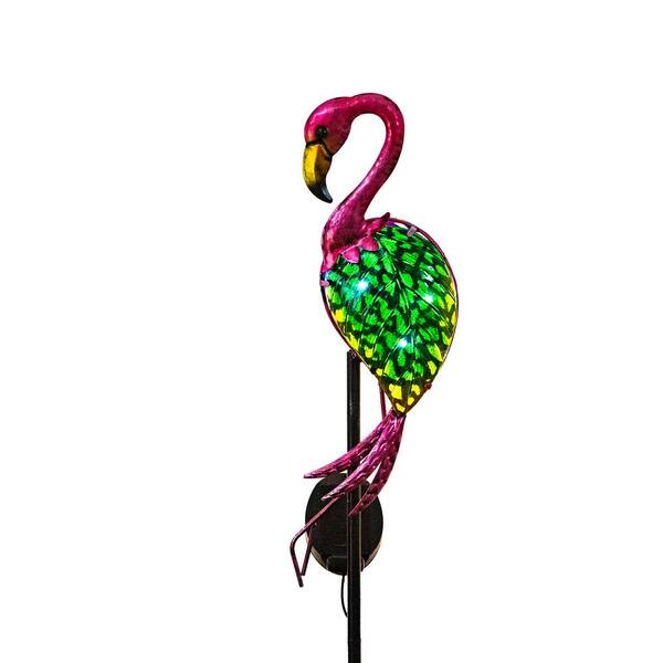 solar flamingo garden stake home depot