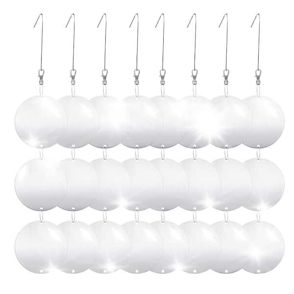 13.5 in. Reflective Double-Sided Bird Scare Discs Set for Garden Outside to Keep Birds Woodpeckers Silver (24-Pack)