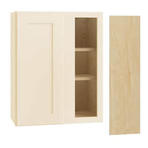 Newport Cream Painted Plywood Shaker Assembled Blind Corner Kitchen Cabinet Sft Cls R 24 in W x 12 in D x 30 in H