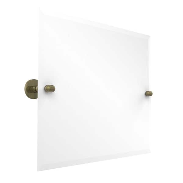 Allied Brass Tango Collection 26 in. x 21 in. Frameless Rectangular Landscape Single Tilt Mirror with Beveled Edge in Antique Brass