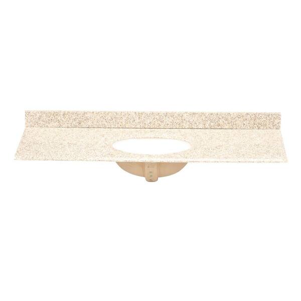 Pegasus 61 in. Granite Vanity Top in Golden Hill with White Basin