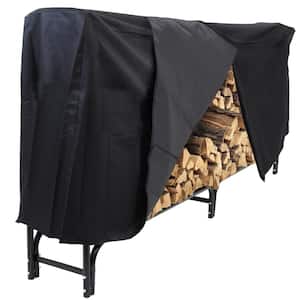 8 ft. Firewood Log Rack and Cover in Black