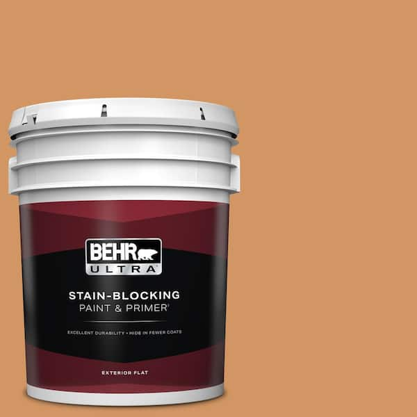 BEHR ULTRA 5 gal. #280D-5 Glazed Pecan Flat Exterior Paint & Primer