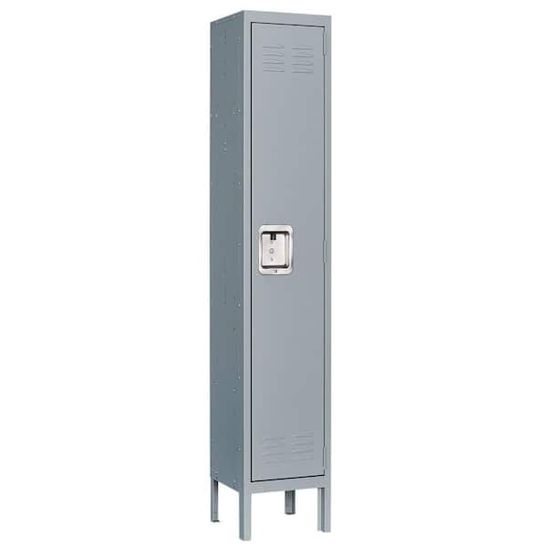 Mlezan DBDG202299G Metal Locker Cabinet Single Tier 12 in. D x 12 in. W x 66 in. H in Gray Steel for Gym School Changing Room - 1