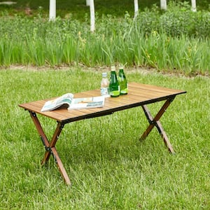 Outdoor Folding Table with Lightweight Aluminum Roll-up