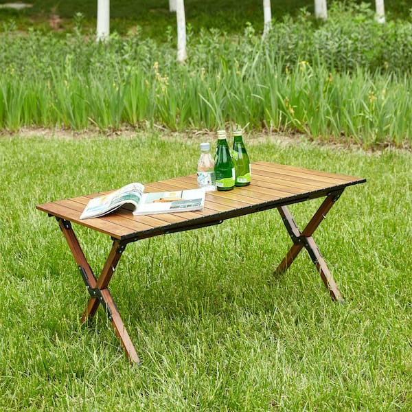 ITOPFOX Outdoor Folding Table with Lightweight Aluminum Roll-up