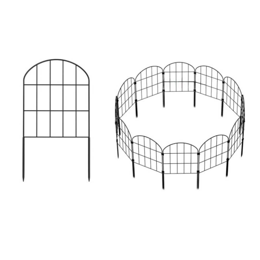 13 in. L x 24 in. H 10-Panels Rustproof Iron Decorative Garden Fence Panels