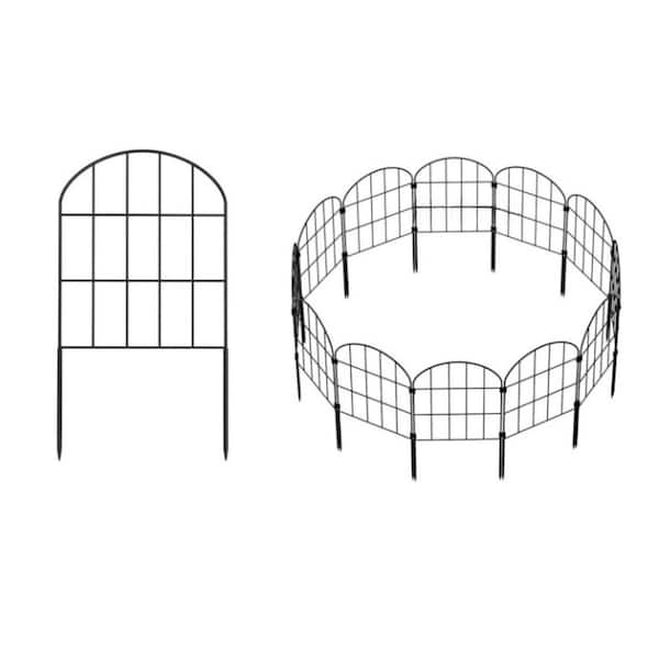 Unbranded 13 in. L x 24 in. H 10-Panels Rustproof Iron Decorative Garden Fence Panels, Animal Barrier Wire Panel Border in Black