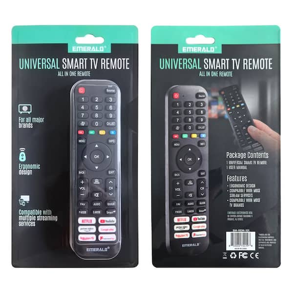 Emerald 4-Device Universal TV Remote Control in Black SM-REM Emerald 4-Device Universal TV Remote Control in Black SM-REM