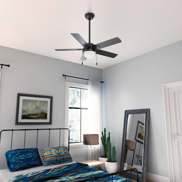 Hunter Zeal 44 in. Matte Black Indoor Ceiling Fan with Light Kit