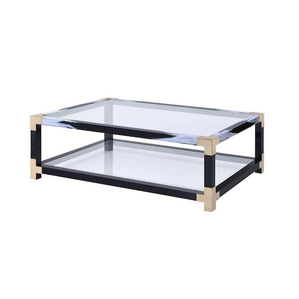 Acme Furniture Lafty White Brushed, Black, Gold and Clear Glass