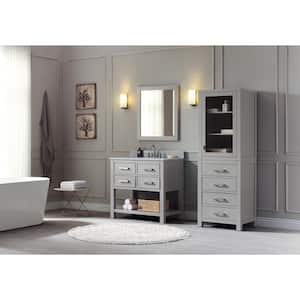 Brooks 37 in. W x 22 in. D x 35 in. H Vanity in Chilled Gray with Marble Vanity Top in Carrera White with White Basin