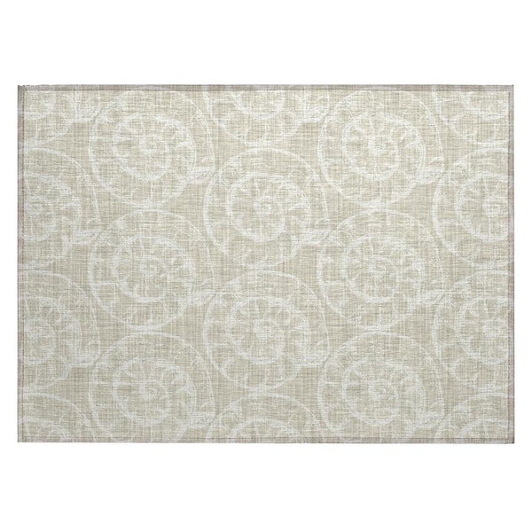Surfside Beige 1 ft. 8 in. x 2 ft. 6 in. Geometric Indoor/Outdoor Area Rug