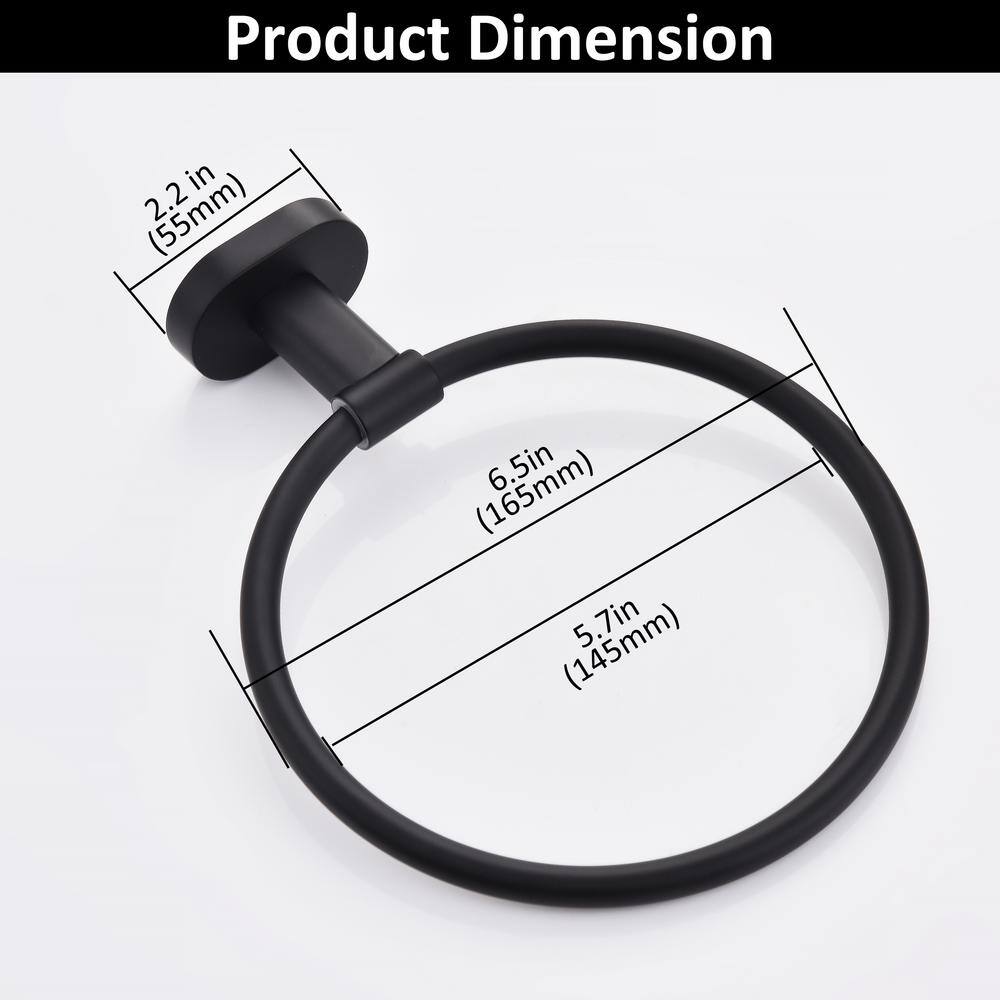 Matte Black Stainless Steel Wall Mounted Towel Ring Set