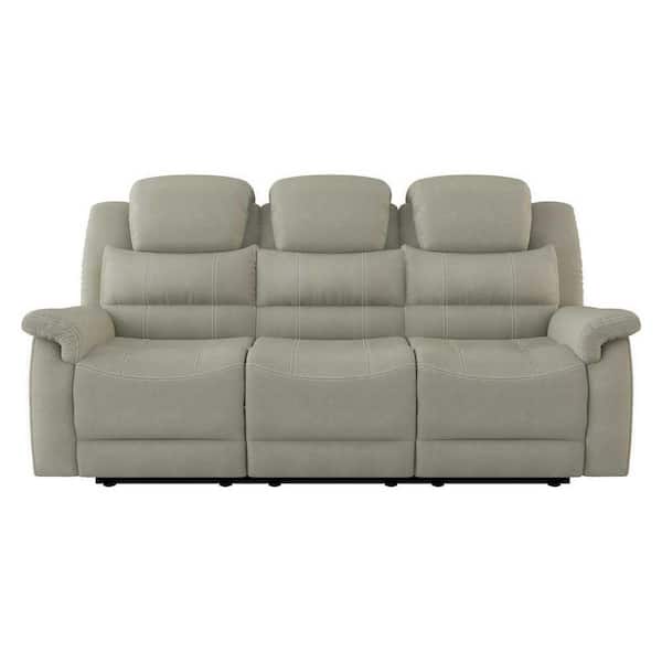 EVERGLADE HOME Rosnay 83.5 in. W Flared Arm Microfiber Straight Power Double Reclining Sofa in Gray
