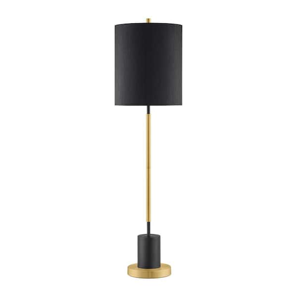 Hampton Bay Ashton 34 in. Table Lamp with Black with Gold Accents Base