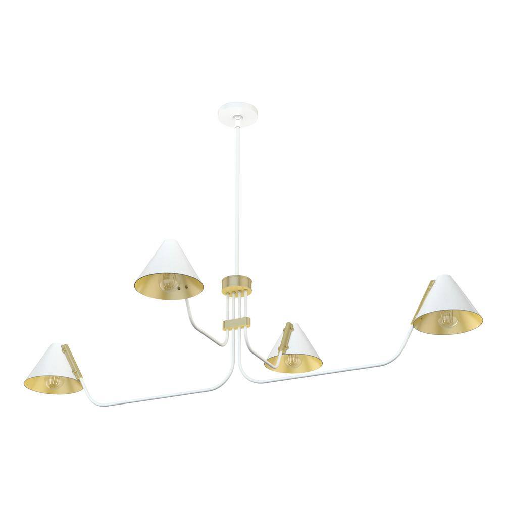 Matte White Mid-Century Inspired 4-Light Geometric Chandelier
