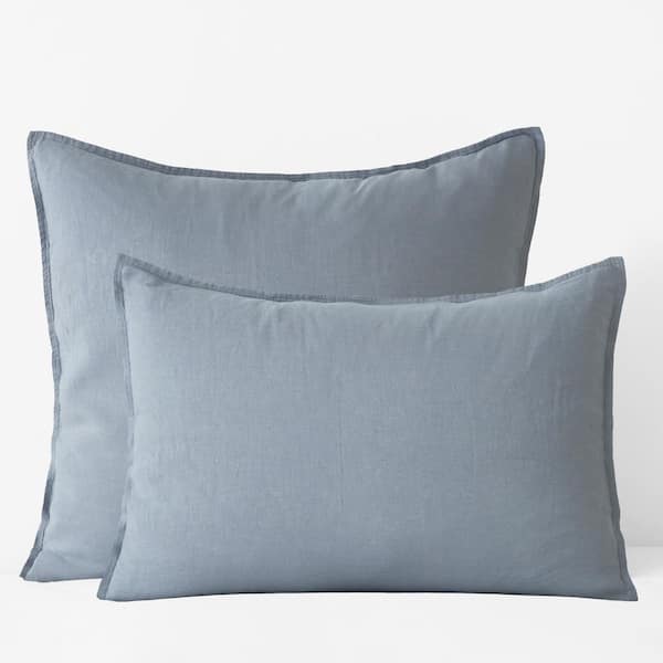 Legends Hotel Dusty Blue Washed Linen Euro Sham